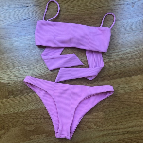 Pink Ribbed Bikini Set - Picture 3 of 7
